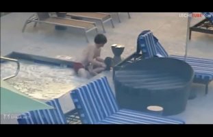 Cousins fucking hard in the pool