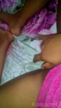 Innocent girl touching