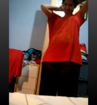 Teenage stripper undressing to touch her pussy