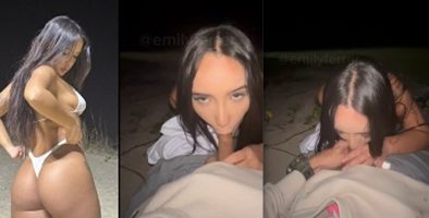 Emily Ferrer faz boquete em amigo na praia sexo oral al aire libre