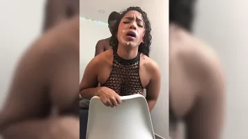 Ebony first got facial cumshot then a bbc creampie
