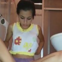 The innocent girl opens her pussy