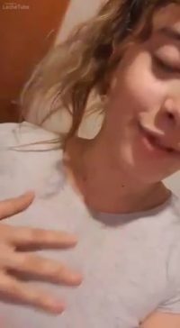 Busty blonde teen makes selfie video