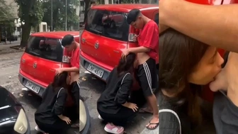 Boquete na rua mamando desconhecido