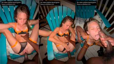 Sexo duro con flaca joven en una silla y recibe leche en la cara